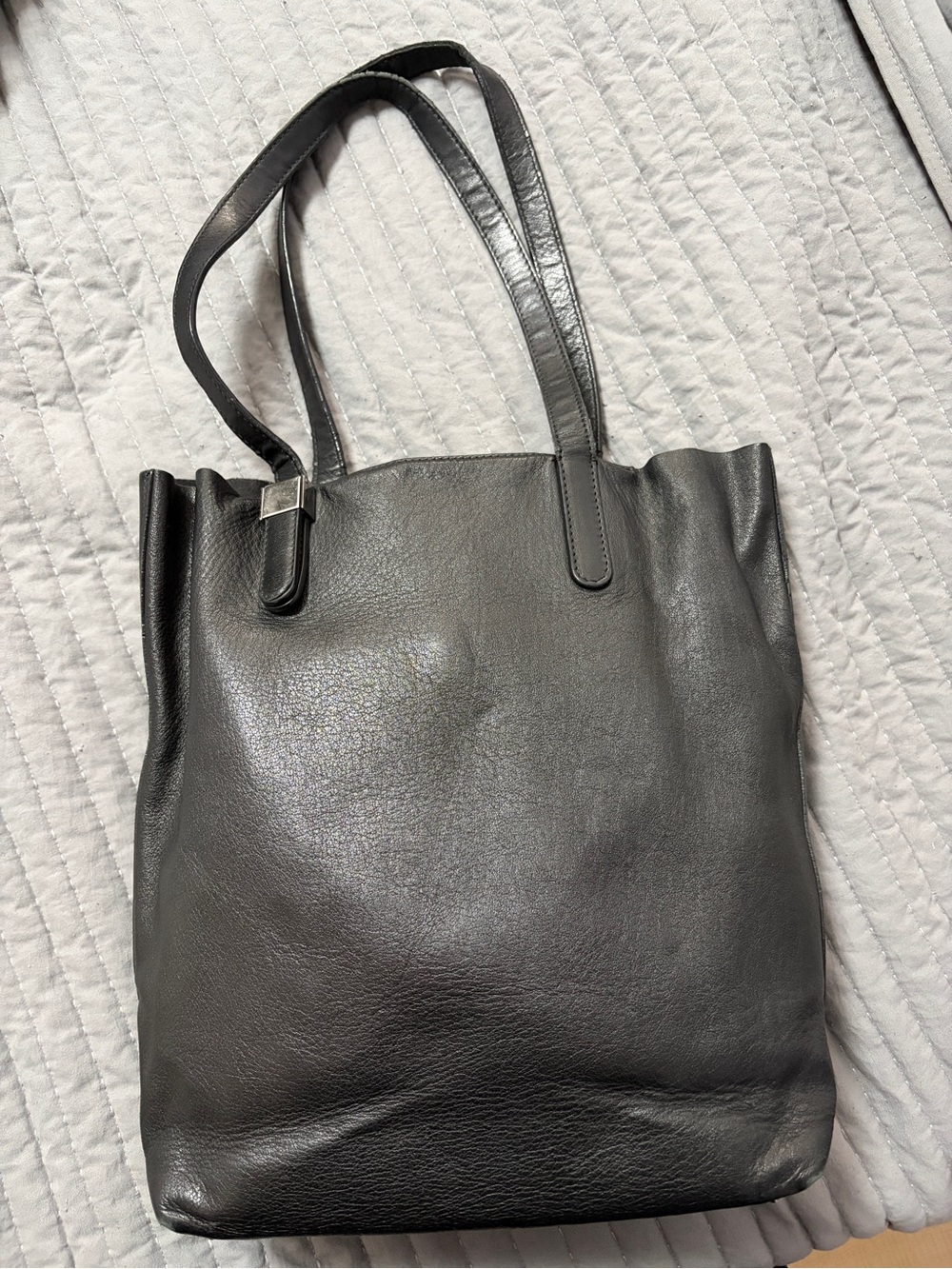 Everlane Original Black Leather Tote Bag